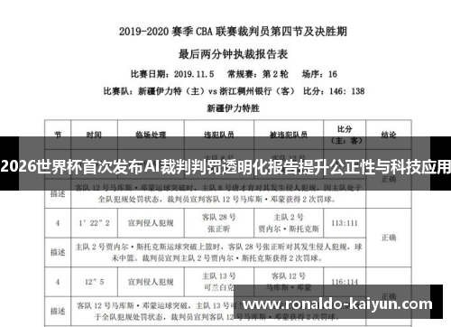 2026世界杯首次发布AI裁判判罚透明化报告提升公正性与科技应用